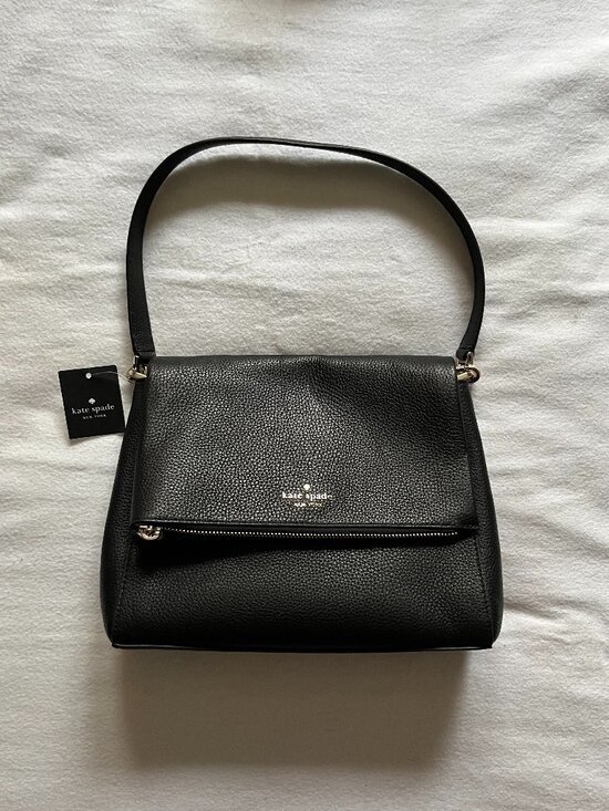 NWT Kate Spade NY Black Leather Adjustable Crossbody Purse - Picture 1 of 10